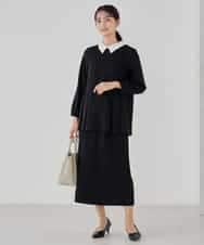 KBHCD03069 a.v.v(アー・ヴェ・ヴェ) サテンナロースカート【洗える/速乾/毛玉になりにくい/イージーケア】 ブラック