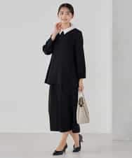 KBHCD03069 a.v.v(アー・ヴェ・ヴェ) サテンナロースカート【洗える/速乾/毛玉になりにくい/イージーケア】 ブラック