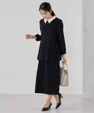 KBHCD03069 a.v.v(アー・ヴェ・ヴェ) サテンナロースカート【洗える/速乾/毛玉になりにくい/イージーケア】 ブラック