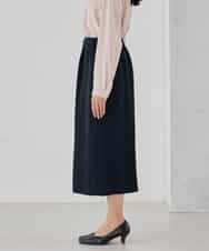 KBHCD03069 a.v.v(アー・ヴェ・ヴェ) サテンナロースカート【洗える/速乾/毛玉になりにくい/イージーケア】 ブラック
