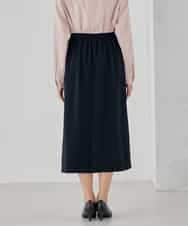 KBHCD03069 a.v.v(アー・ヴェ・ヴェ) サテンナロースカート【洗える/速乾/毛玉になりにくい/イージーケア】 ブラック