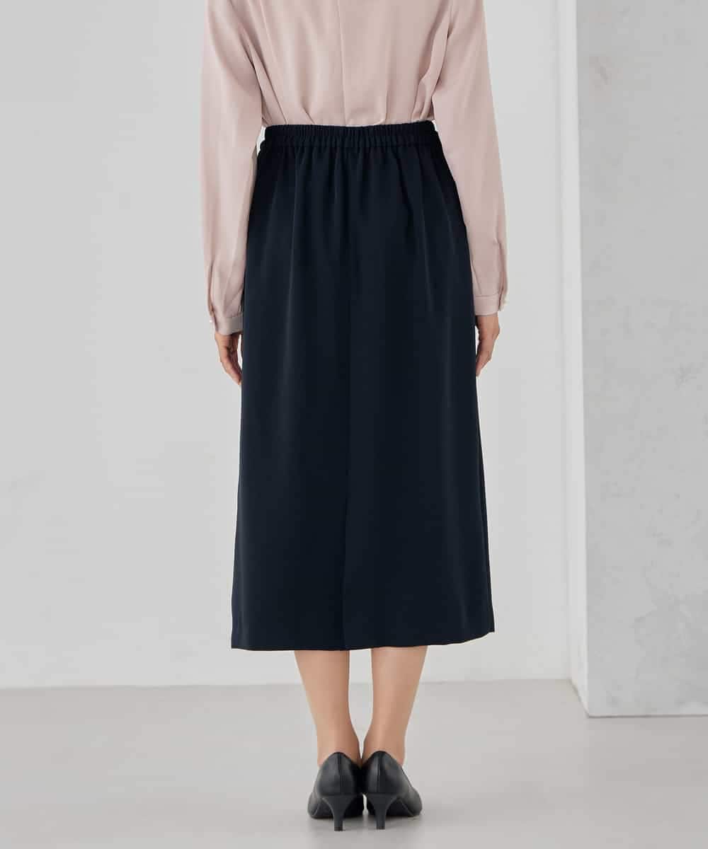 KBHCD03069 a.v.v(アー・ヴェ・ヴェ) サテンナロースカート【洗える/速乾/毛玉になりにくい/イージーケア】 ブラック