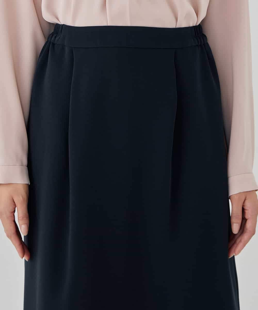 KBHCD03069 a.v.v(アー・ヴェ・ヴェ) サテンナロースカート【洗える/速乾/毛玉になりにくい/イージーケア】 ブラック