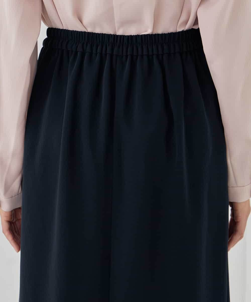 KBHCD03069 a.v.v(アー・ヴェ・ヴェ) サテンナロースカート【洗える/速乾/毛玉になりにくい/イージーケア】 ブラック
