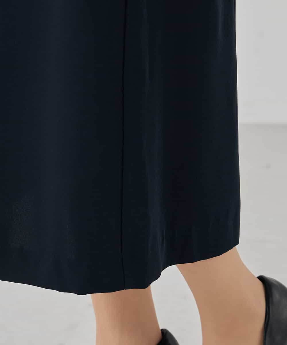 KBHCD03069 a.v.v(アー・ヴェ・ヴェ) サテンナロースカート【洗える/速乾/毛玉になりにくい/イージーケア】 ブラック