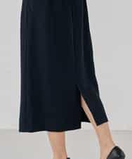 KBHCD03069 a.v.v(アー・ヴェ・ヴェ) サテンナロースカート【洗える/速乾/毛玉になりにくい/イージーケア】 ブラック