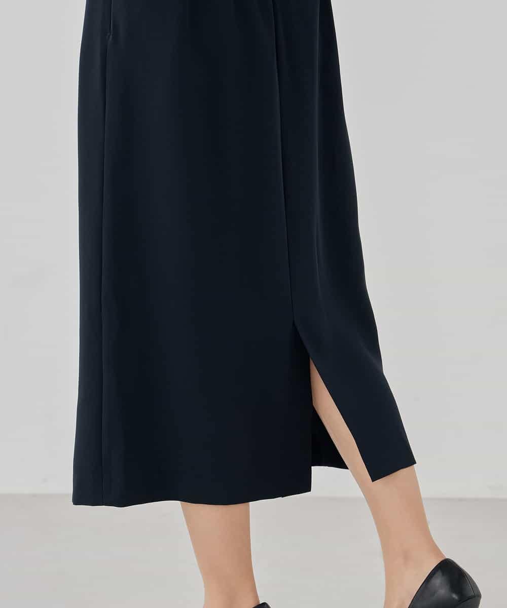 KBHCD03069 a.v.v(アー・ヴェ・ヴェ) サテンナロースカート【洗える/速乾/毛玉になりにくい/イージーケア】 ブラック