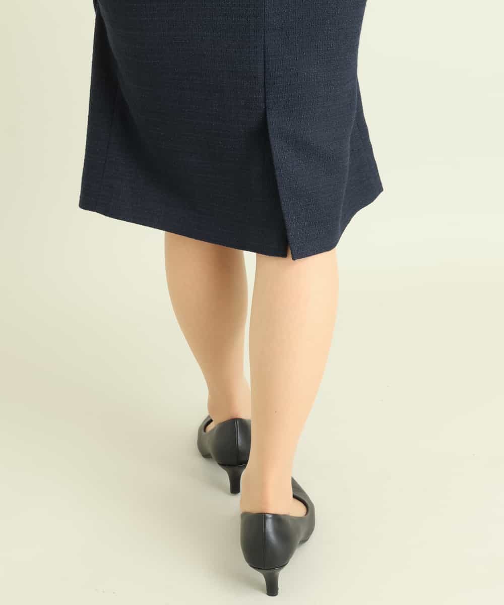 セットアップ対応】ストレッチツイードナロースカート(ひざ丈スカート