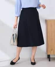 KBHFE20079 a.v.v(アー・ヴェ・ヴェ) 【洗える/UVカット】リネンライクストレッチフレアスカート ネイビー