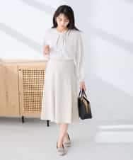 KBHFE20079 a.v.v(アー・ヴェ・ヴェ) 【洗える/UVカット】リネンライクストレッチフレアスカート ネイビー