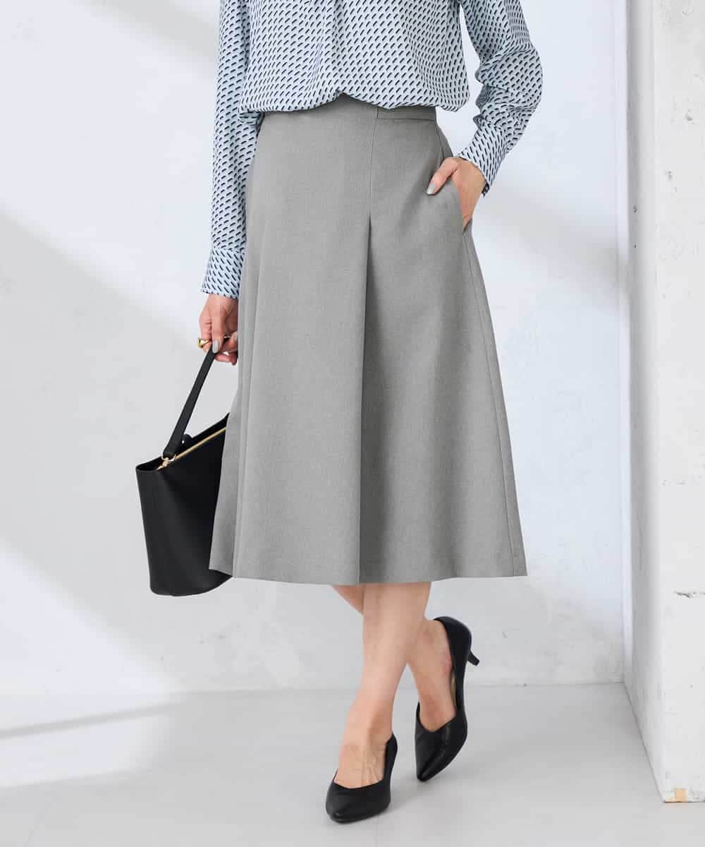 KBHFE20079 a.v.v(アー・ヴェ・ヴェ) 【洗える/UVカット】リネンライクストレッチフレアスカート ネイビー