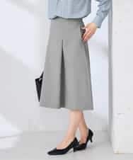 KBHFE20079 a.v.v(アー・ヴェ・ヴェ) 【洗える/UVカット】リネンライクストレッチフレアスカート ネイビー