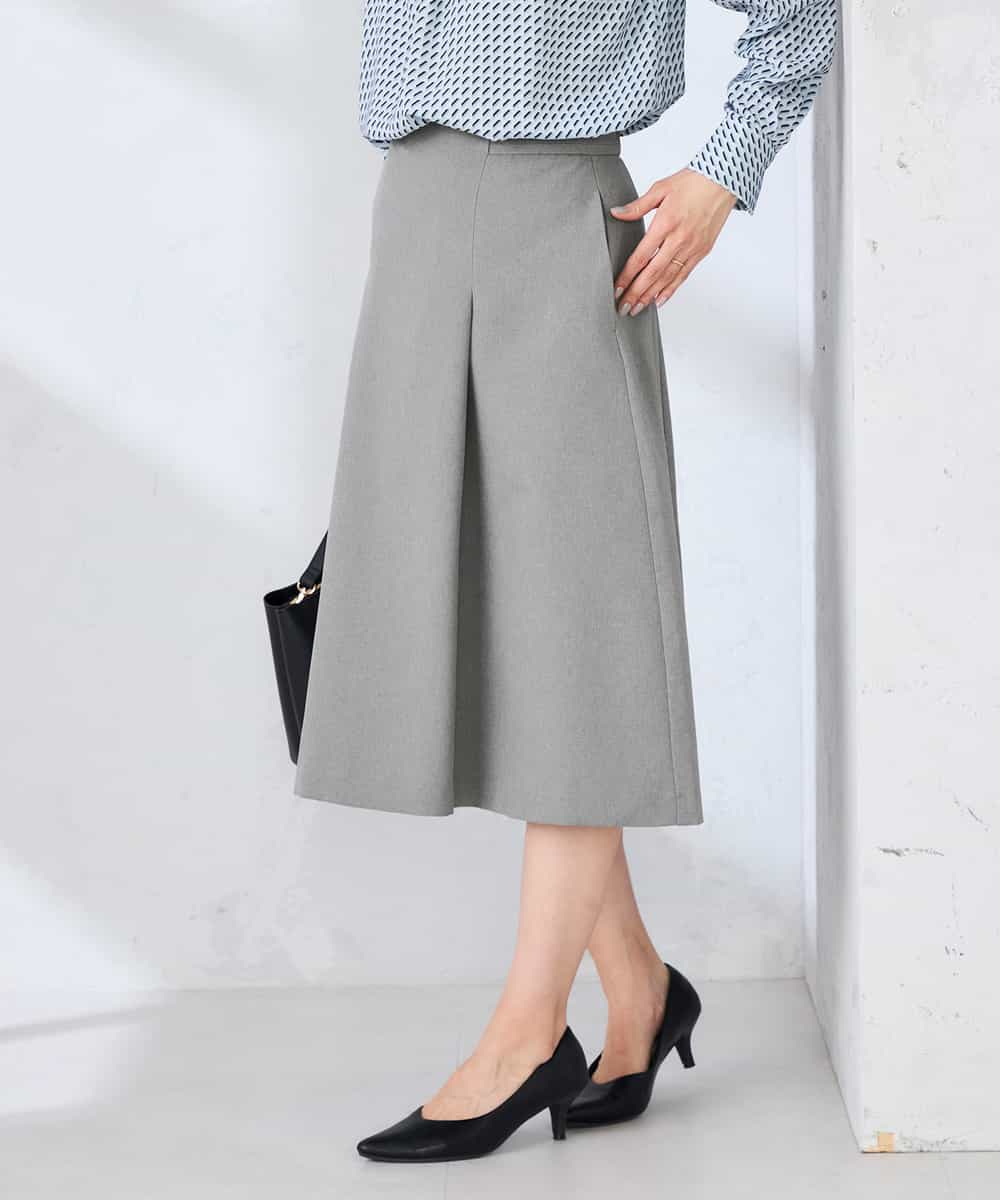 KBHFE20079 a.v.v(アー・ヴェ・ヴェ) 【洗える/UVカット】リネンライクストレッチフレアスカート ネイビー