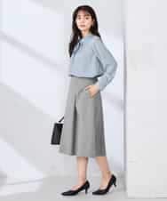 KBHFE20079 a.v.v(アー・ヴェ・ヴェ) 【洗える/UVカット】リネンライクストレッチフレアスカート ネイビー