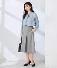 KBHFE20079 a.v.v(アー・ヴェ・ヴェ) 【洗える/UVカット】リネンライクストレッチフレアスカート ネイビー