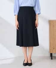 KBHFE20079 a.v.v(アー・ヴェ・ヴェ) 【洗える/UVカット】リネンライクストレッチフレアスカート ネイビー