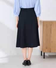 KBHFE20079 a.v.v(アー・ヴェ・ヴェ) 【洗える/UVカット】リネンライクストレッチフレアスカート ネイビー