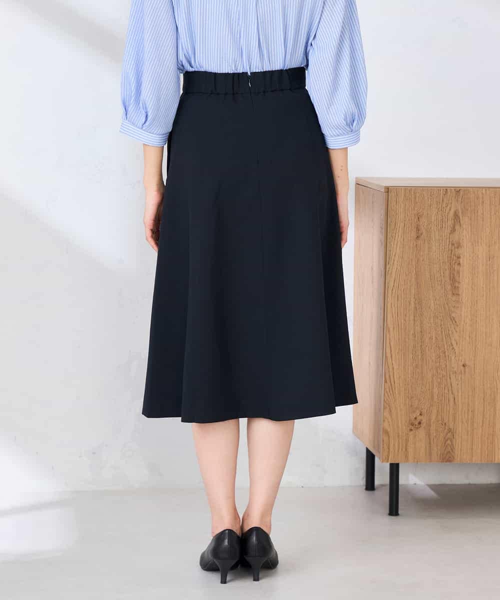 KBHFE20079 a.v.v(アー・ヴェ・ヴェ) 【洗える/UVカット】リネンライクストレッチフレアスカート ネイビー