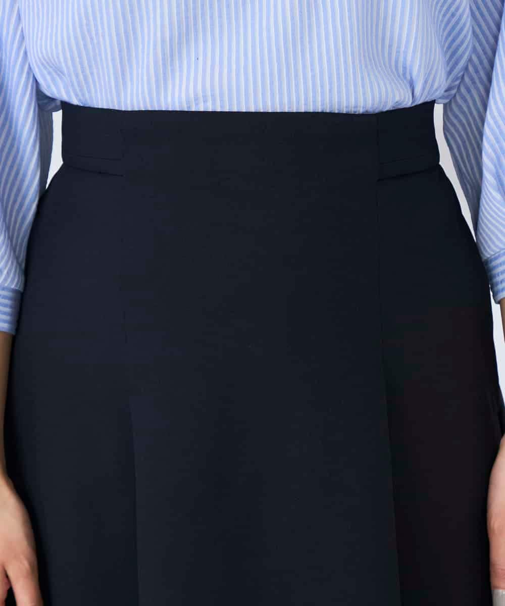 KBHFE20079 a.v.v(アー・ヴェ・ヴェ) 【洗える/UVカット】リネンライクストレッチフレアスカート ネイビー