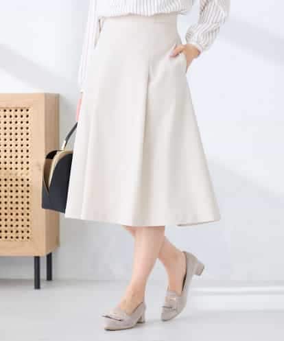 KBHFE20079 a.v.v 【低身長サイズ】【洗える/UVカット】リネンライクストレッチフレアスカート