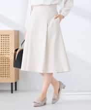 KBHFE20079 a.v.v(アー・ヴェ・ヴェ) 【洗える/UVカット】リネンライクストレッチフレアスカート ベージュ