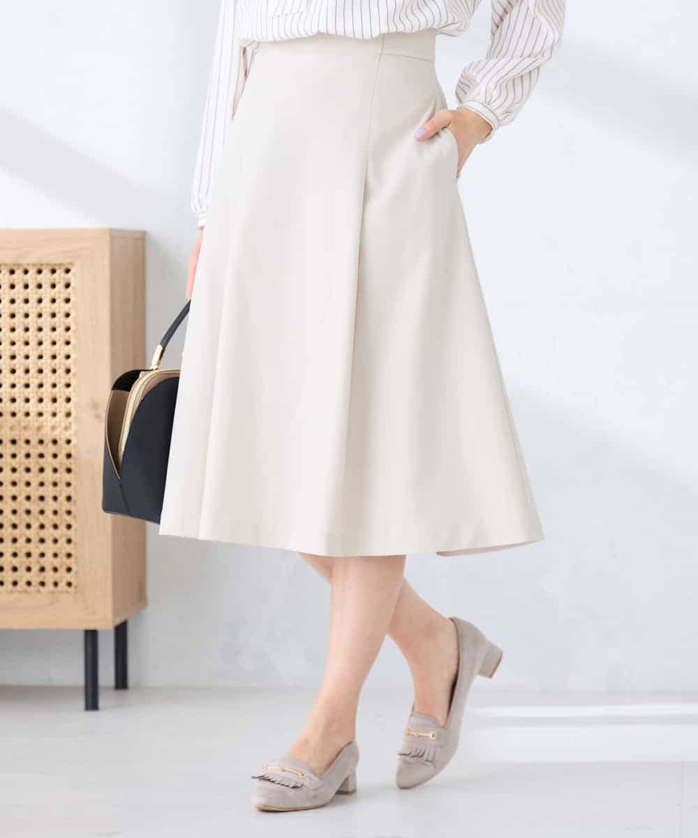 KBHFE20079 a.v.v(アー・ヴェ・ヴェ) 【洗える/UVカット】リネンライクストレッチフレアスカート ベージュ