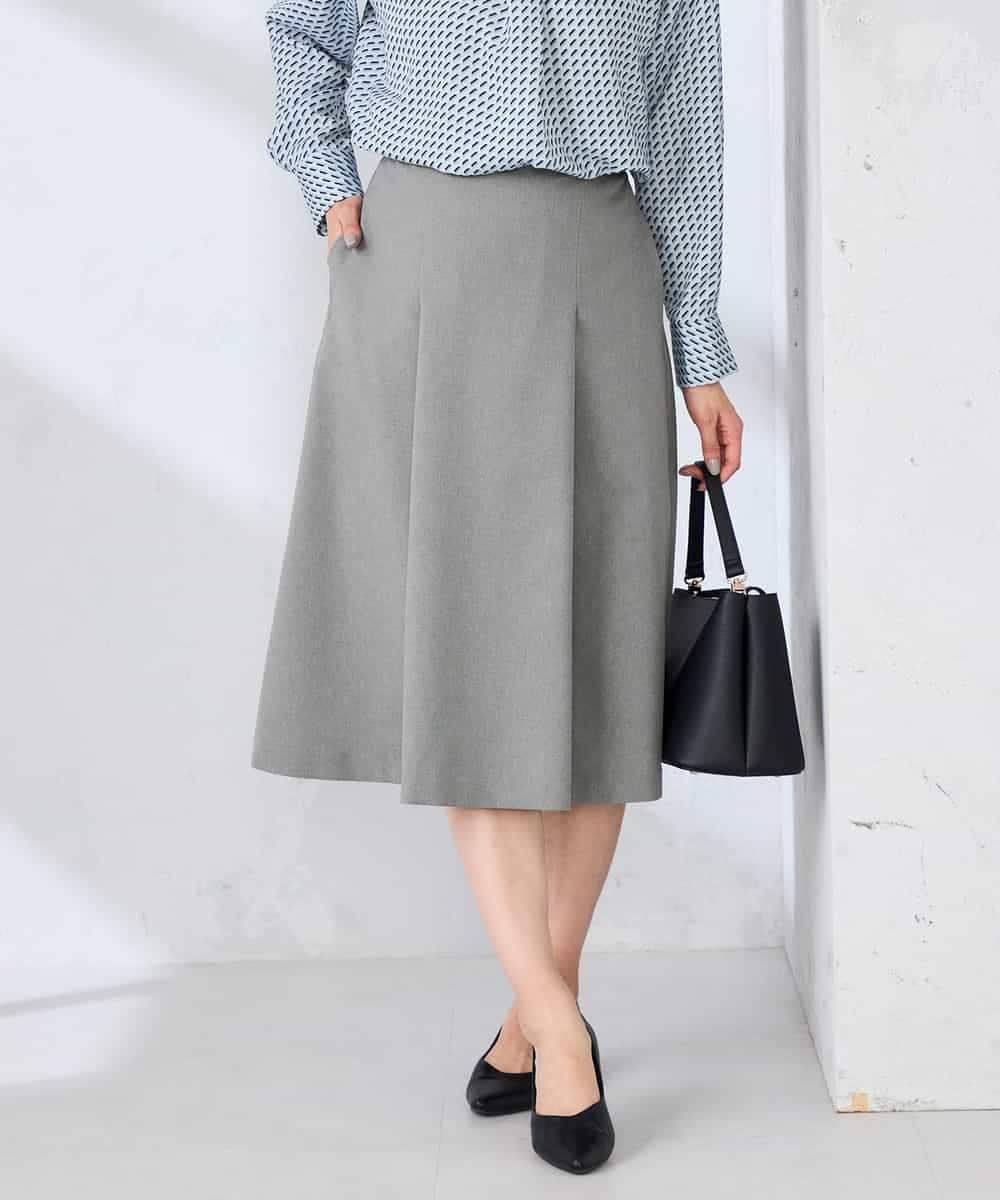 KBHFE20079 a.v.v(アー・ヴェ・ヴェ) 【洗える/UVカット】リネンライクストレッチフレアスカート グレー