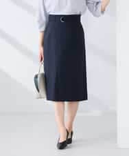 KBHFE21079 a.v.v(アー・ヴェ・ヴェ) 【洗える/UVカット】リネンライクストレッチタイトスカート ネイビー