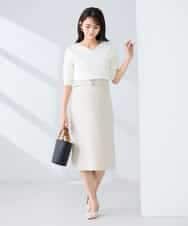 KBHFE21079 a.v.v(アー・ヴェ・ヴェ) 【洗える/UVカット】リネンライクストレッチタイトスカート ネイビー