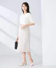 KBHFE21079 a.v.v(アー・ヴェ・ヴェ) 【洗える/UVカット】リネンライクストレッチタイトスカート ネイビー