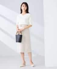 KBHFE21079 a.v.v(アー・ヴェ・ヴェ) 【洗える/UVカット】リネンライクストレッチタイトスカート ネイビー