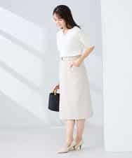 KBHFE21079 a.v.v(アー・ヴェ・ヴェ) 【洗える/UVカット】リネンライクストレッチタイトスカート ネイビー