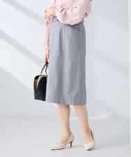 KBHFE21079 a.v.v(アー・ヴェ・ヴェ) 【洗える/UVカット】リネンライクストレッチタイトスカート ネイビー