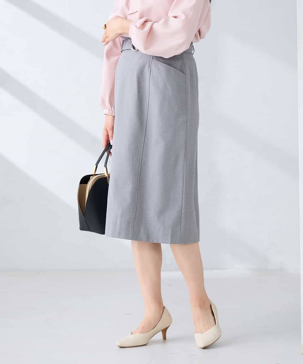 KBHFE21079 a.v.v(アー・ヴェ・ヴェ) 【洗える/UVカット】リネンライクストレッチタイトスカート ネイビー