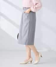 KBHFE21079 a.v.v(アー・ヴェ・ヴェ) 【洗える/UVカット】リネンライクストレッチタイトスカート ネイビー