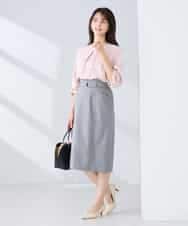 KBHFE21079 a.v.v(アー・ヴェ・ヴェ) 【洗える/UVカット】リネンライクストレッチタイトスカート ネイビー