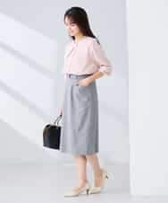 KBHFE21079 a.v.v(アー・ヴェ・ヴェ) 【洗える/UVカット】リネンライクストレッチタイトスカート ネイビー