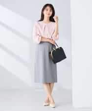 KBHFE21079 a.v.v(アー・ヴェ・ヴェ) 【洗える/UVカット】リネンライクストレッチタイトスカート ネイビー