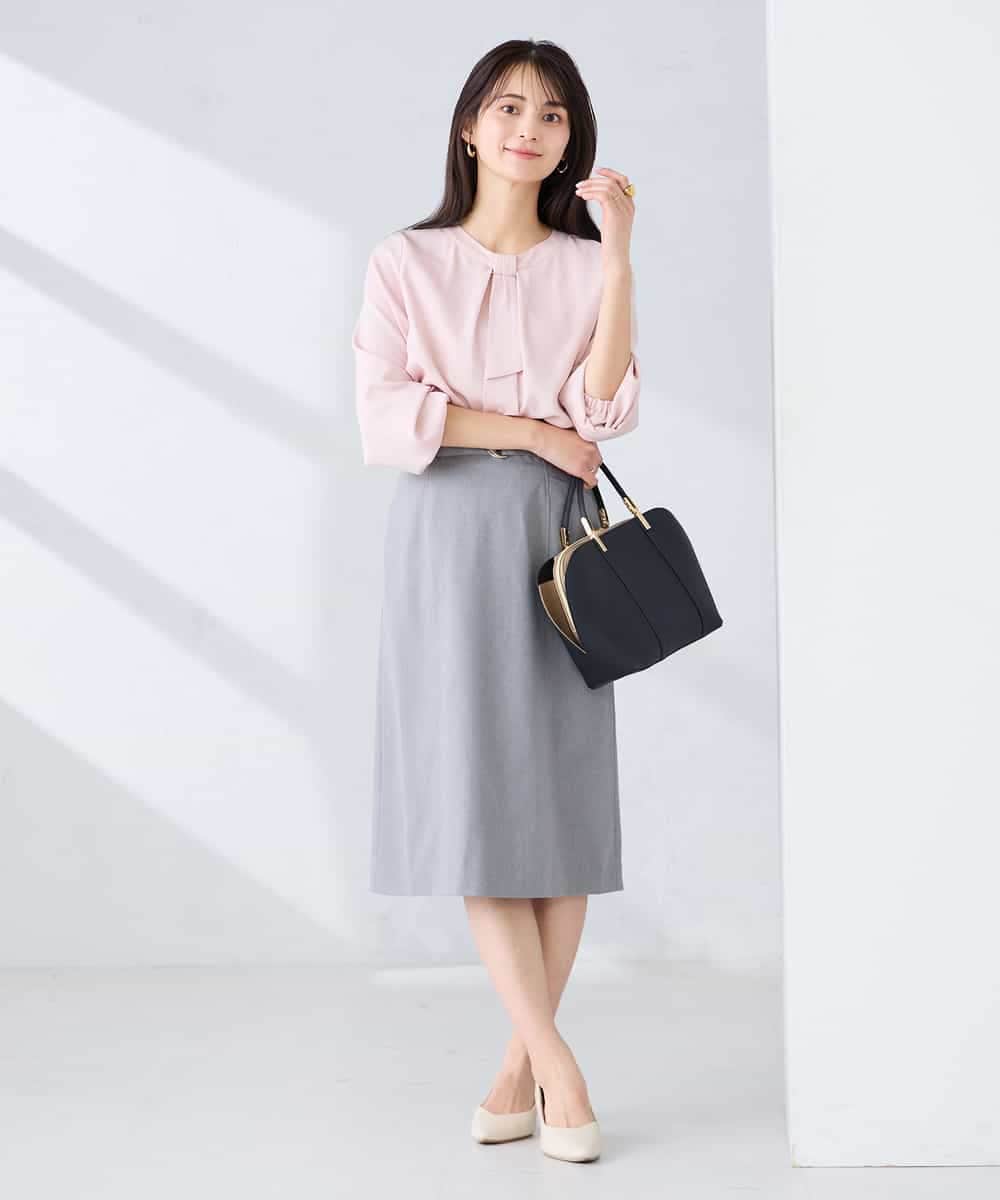 KBHFE21079 a.v.v(アー・ヴェ・ヴェ) 【洗える/UVカット】リネンライクストレッチタイトスカート ネイビー