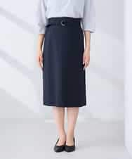 KBHFE21079 a.v.v(アー・ヴェ・ヴェ) 【洗える/UVカット】リネンライクストレッチタイトスカート ネイビー