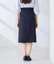 KBHFE21079 a.v.v(アー・ヴェ・ヴェ) 【洗える/UVカット】リネンライクストレッチタイトスカート ネイビー