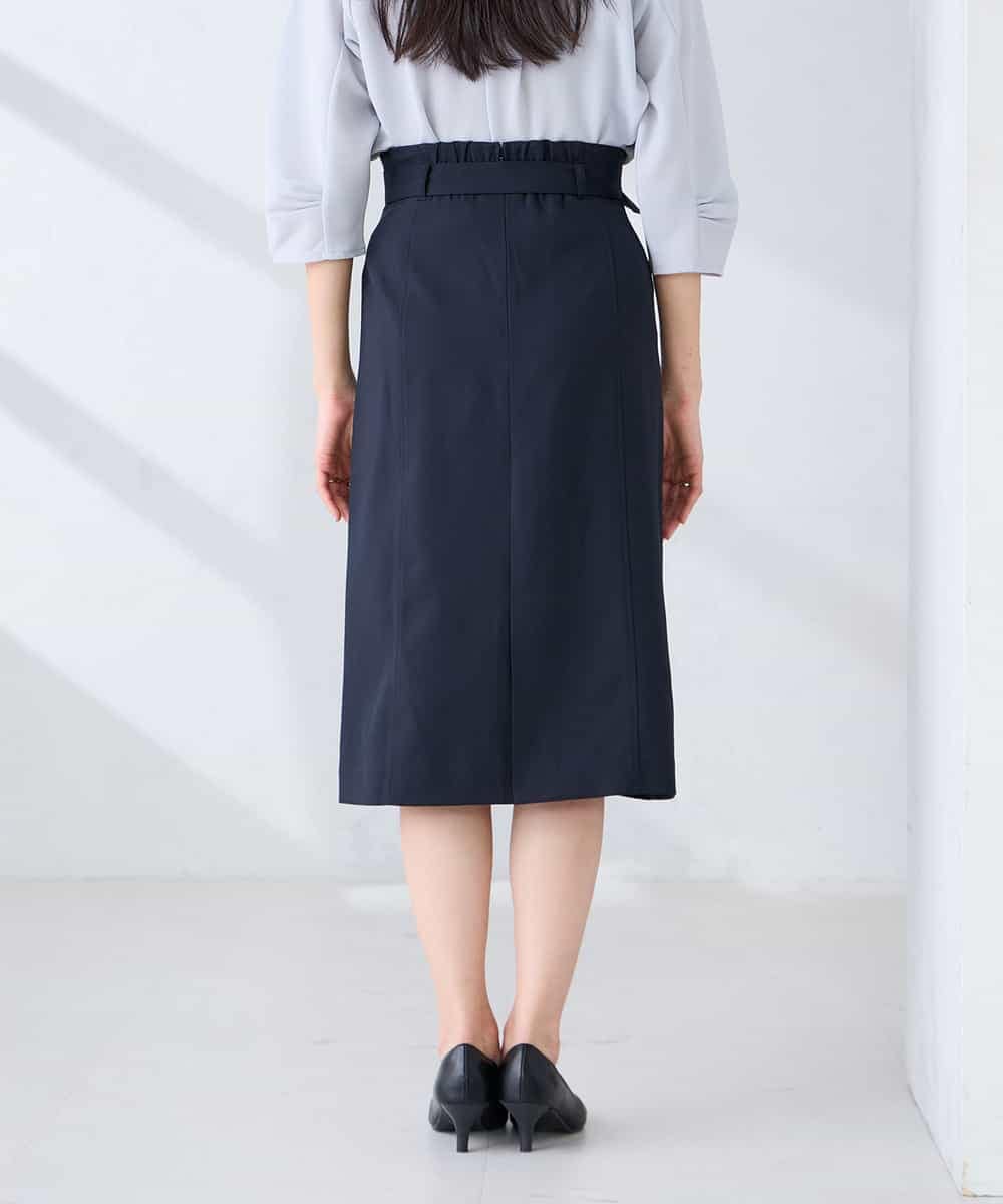 KBHFE21079 a.v.v(アー・ヴェ・ヴェ) 【洗える/UVカット】リネンライクストレッチタイトスカート ネイビー