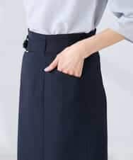 KBHFE21079 a.v.v(アー・ヴェ・ヴェ) 【洗える/UVカット】リネンライクストレッチタイトスカート ネイビー