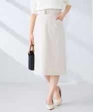 KBHFE21079 a.v.v(アー・ヴェ・ヴェ) 【洗える/UVカット】リネンライクストレッチタイトスカート ベージュ