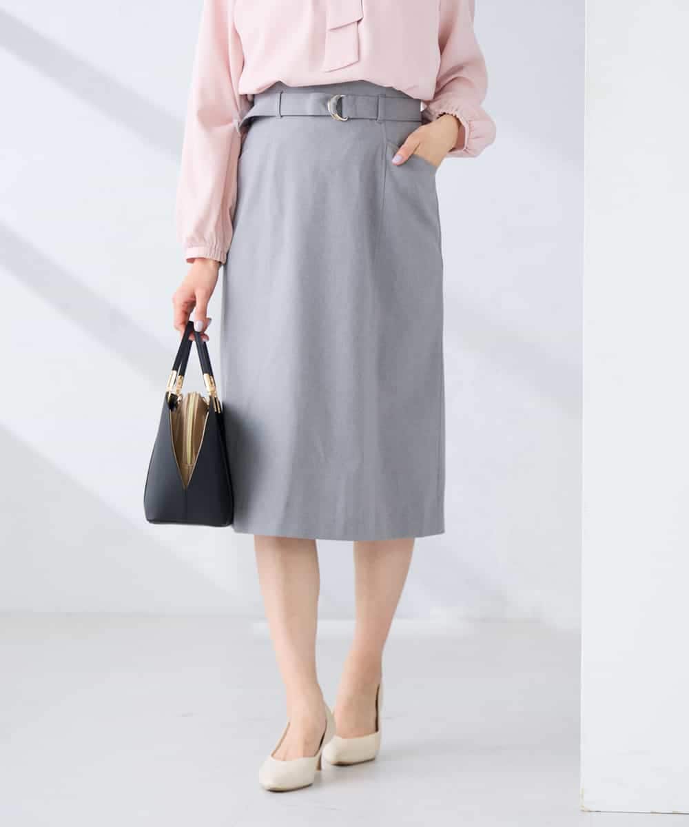 KBHFE21079 a.v.v(アー・ヴェ・ヴェ) 【洗える/UVカット】リネンライクストレッチタイトスカート グレー