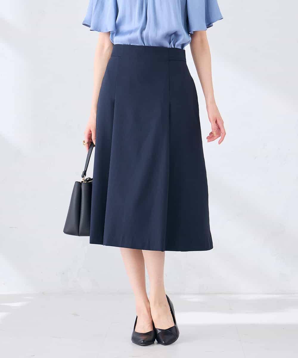 KBHGE30079 a.v.v(アー・ヴェ・ヴェ) 【接触冷感/イージーケア/UVカット/吸水速乾】サマーストレッチフレアスカート ネイビー