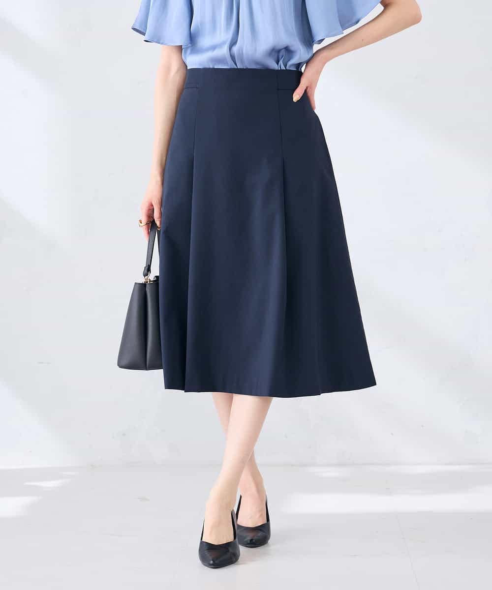 KBHGE30079 a.v.v(アー・ヴェ・ヴェ) 【接触冷感/イージーケア/UVカット/吸水速乾】サマーストレッチフレアスカート ネイビー