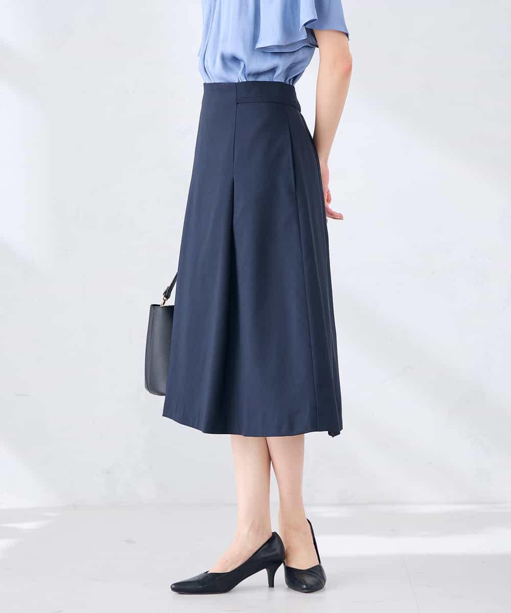 KBHGE30079 a.v.v(アー・ヴェ・ヴェ) 【接触冷感/イージーケア/UVカット/吸水速乾】サマーストレッチフレアスカート ネイビー