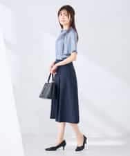 KBHGE30079 a.v.v(アー・ヴェ・ヴェ) 【接触冷感/イージーケア/UVカット/吸水速乾】サマーストレッチフレアスカート ネイビー