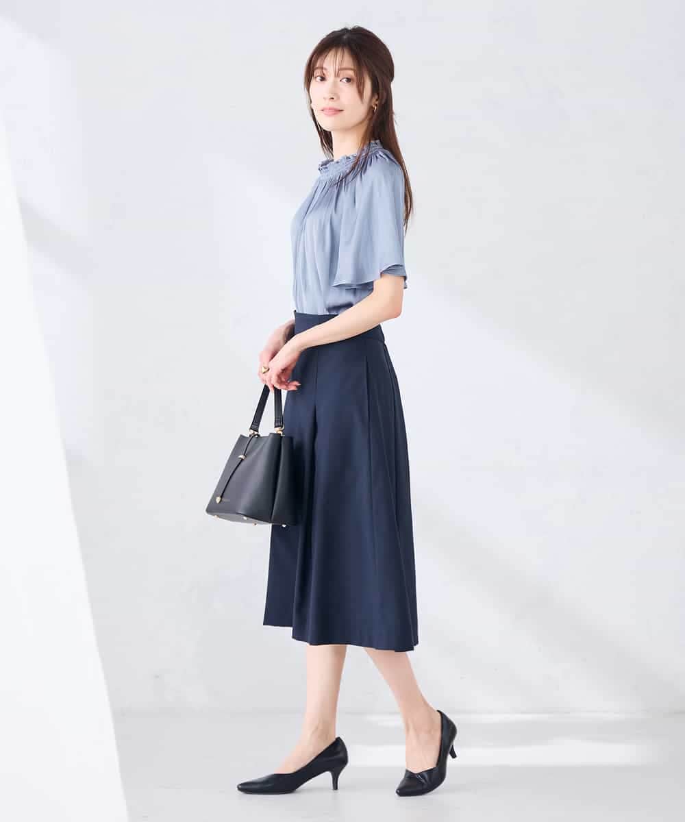 KBHGE30079 a.v.v(アー・ヴェ・ヴェ) 【接触冷感/イージーケア/UVカット/吸水速乾】サマーストレッチフレアスカート ネイビー